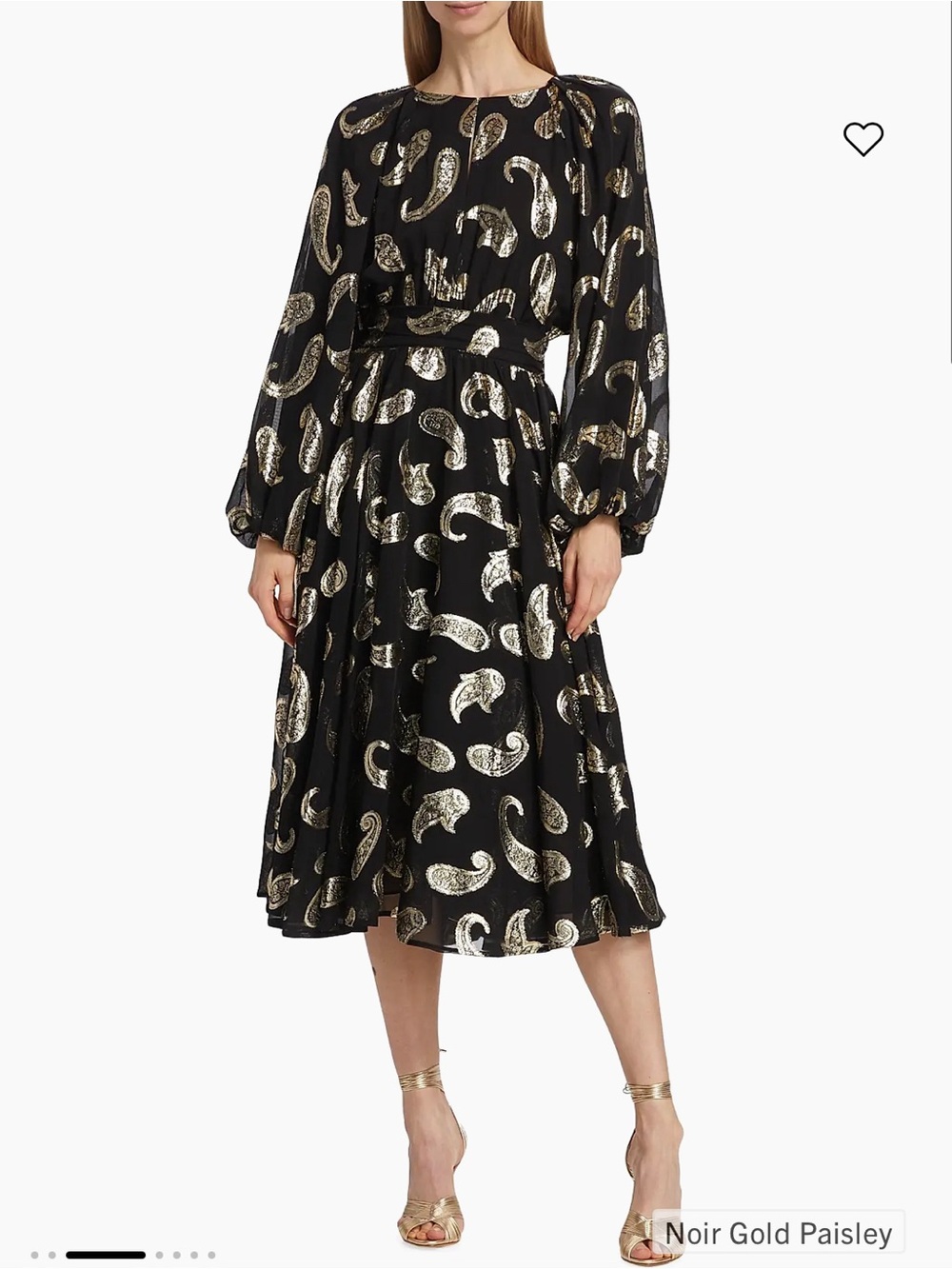 Elegant Black and Gold Paisley Dress